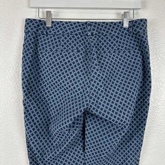 Banana Republic Pants Women Size 4 Camden Fit Blue Diamond Jacquard Ankle Career - Picture 4 of 10